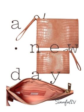 a.new day Croc-Embossed Wristlet Clutch in Dusty Rose